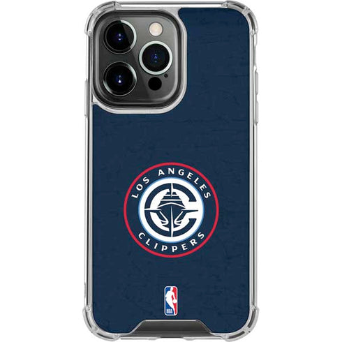 NBA Los Angeles Clippers Distressed Blue iPhone 14 Pro Clear Case
